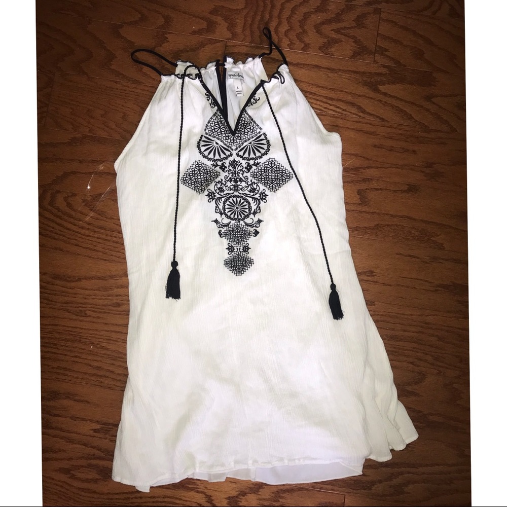 White and black detailed dress.